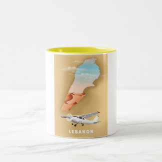 Lebanon illustrated map travel poster Two-Tone coffee mug