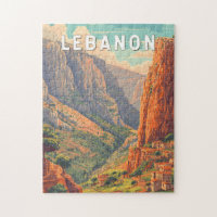 Lebanon Illustration Travel Art Vintage