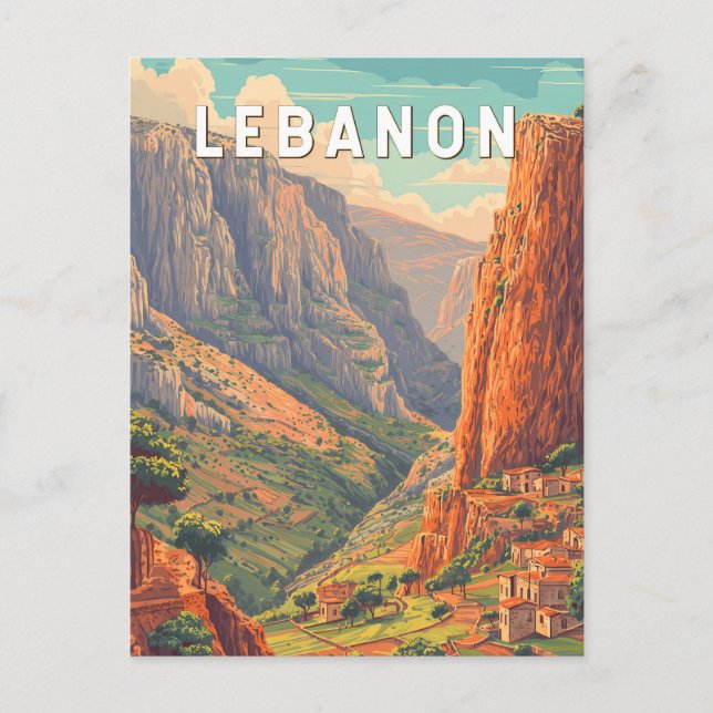 Lebanon Illustration Travel Art Vintage Postcard (Front)