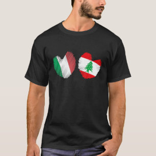 Lebanon Italy Heart Italian Flag Lebanese Flag Lov T-Shirt
