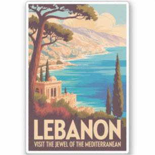 Lebanon Landscape Illustration Travel Art Vintage