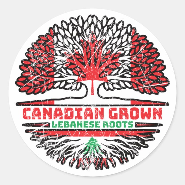 Lebanon Lebanese Canadian Canada Tree Roots Flag Classic Round Sticker (Front)