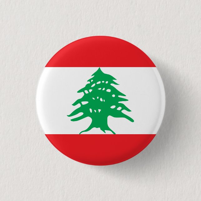 Lebanon (Lebanese) Flag 3 Cm Round Badge (Front)