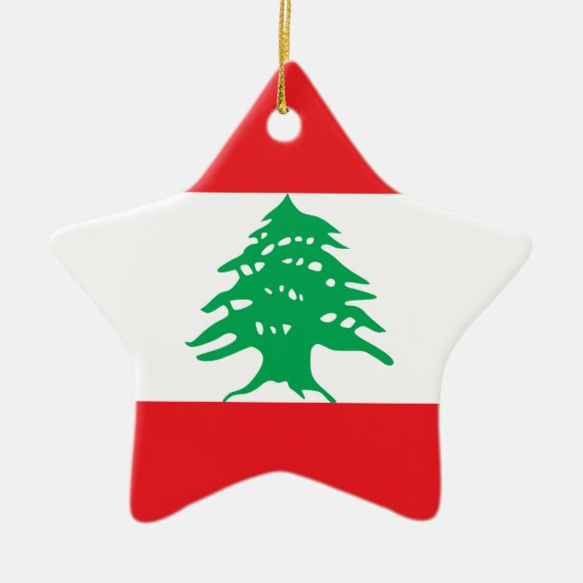 Lebanon – Lebanese Flag Ceramic Tree Decoration (Front)