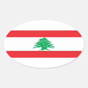 Lebanon/Lebanese Flag Oval Sticker