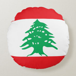 Lebanon (Lebanese) Flag Round Cushion