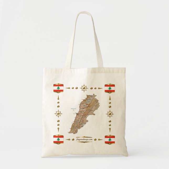 Lebanon Map + Flags Bag (Front)