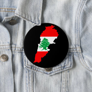 Lebanon Map with Flag 10 Cm Round Badge