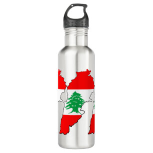 Lebanon Map with Flag 710 Ml Water Bottle