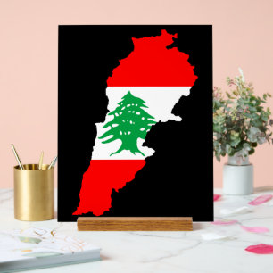 Lebanon Map with Flag Acrylic Sign