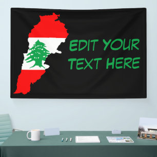 Lebanon Map with Flag Banner