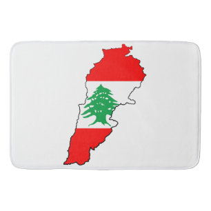 Lebanon Map with Flag Bath Mat