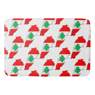 Lebanon Map with Flag Bath Mat