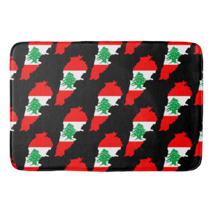 Lebanon Map with Flag Bath Mat