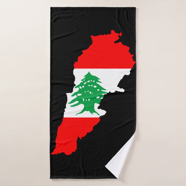 Lebanon Map with Flag Bath Towel Set (Bath Towel)