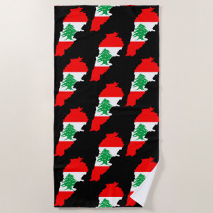 Lebanon Map with Flag Beach Towel
