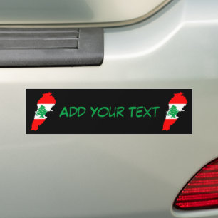 Lebanon Map with Flag Bumper Sticker