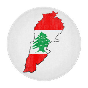 Lebanon Map with Flag Cutting Board