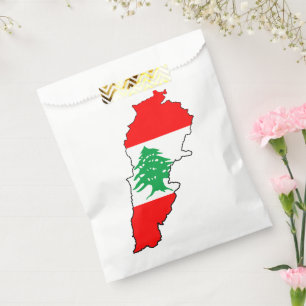 Lebanon Map with Flag Favour Bags
