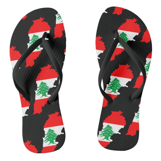 Lebanon Map with Flag Flip Flops (Footbed)