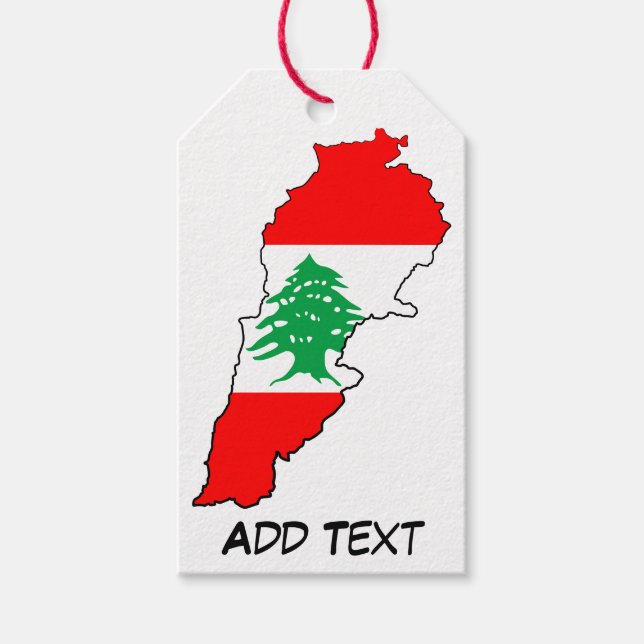 Lebanon Map with Flag Gift Tags (Front)