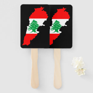 Lebanon Map with Flag Hand Fan