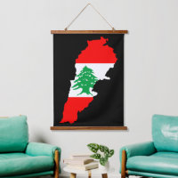 Lebanon Map with Flag