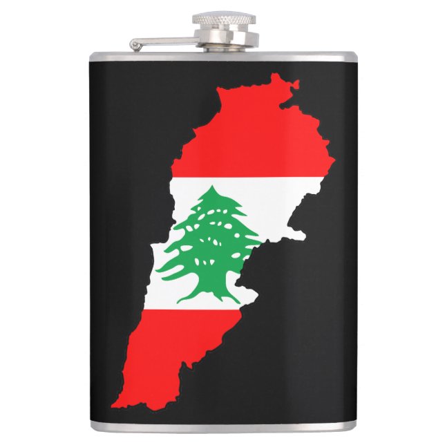 Lebanon Map with Flag Hip Flask (Front)