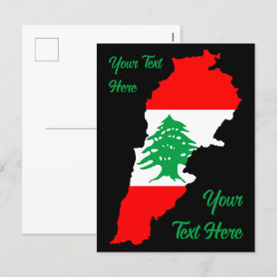 Lebanon Map with Flag Holiday Postcard