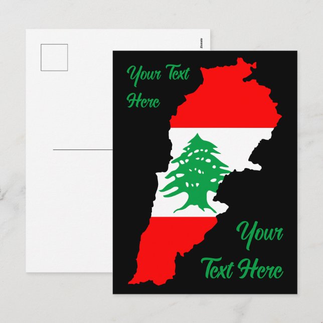 Lebanon Map with Flag Holiday Postcard (Front/Back)