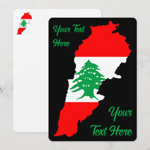 Lebanon Map with Flag Invitation