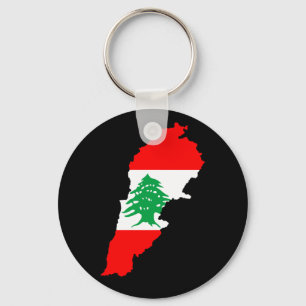 Lebanon Map with Flag Key Ring