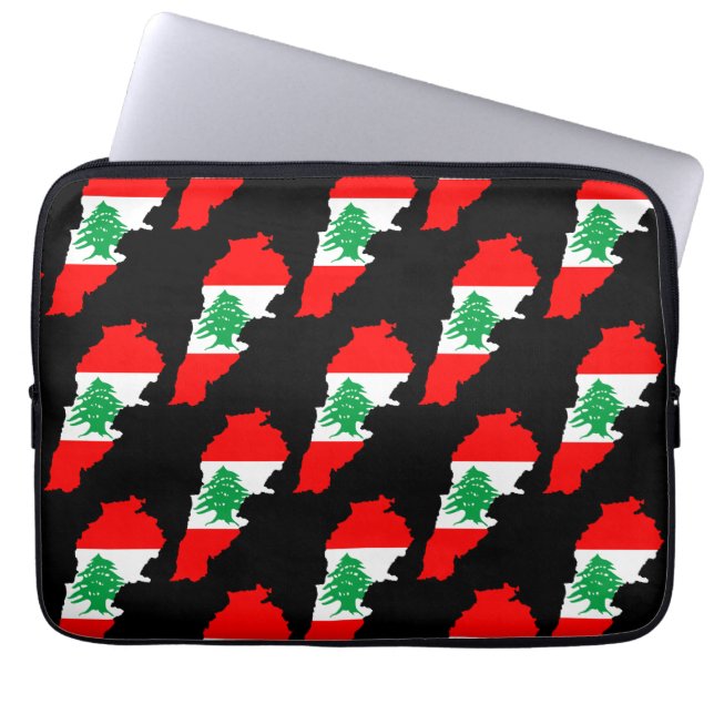 Lebanon Map with Flag Laptop Sleeve (Front)