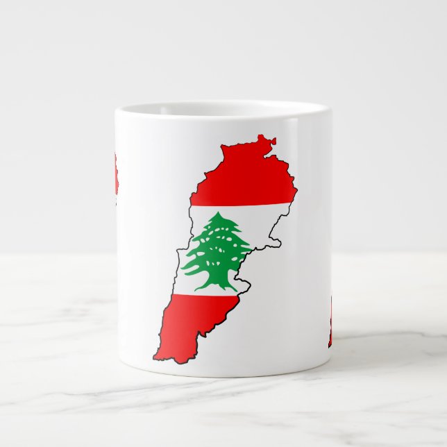 Lebanon Map with Flag Large Coffee Mug (Front)