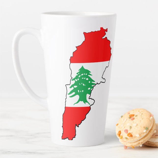 Lebanon Map with Flag Latte Mug (In Situ)