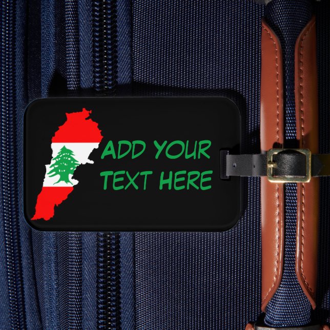 Lebanon Map with Flag Luggage Tag (Front Insitu 4)