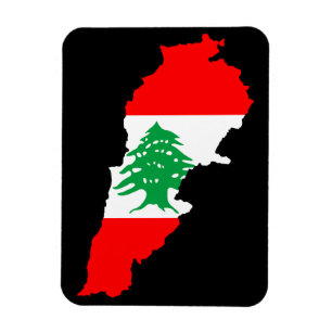 Lebanon Map with Flag Magnet