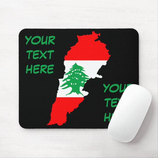 Lebanon Map with Flag Mouse Mat (With Mouse)