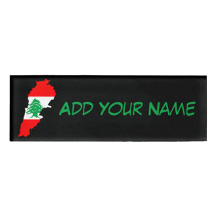 Lebanon Map with Flag Name Tag