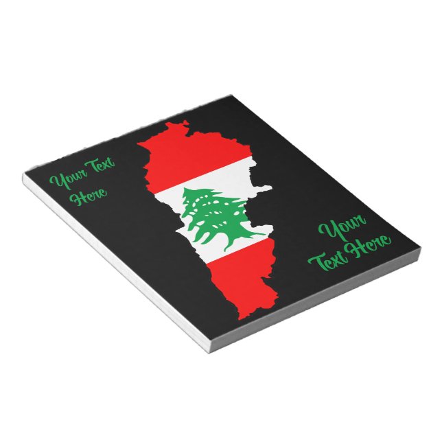 Lebanon Map with Flag Notepad (Angled)