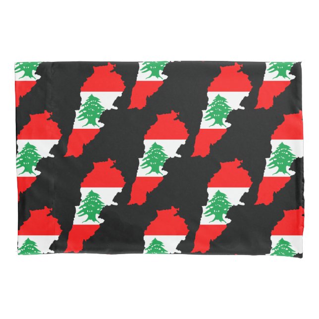 Lebanon Map with Flag Pillowcase (Front)