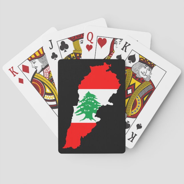Lebanon Map with Flag Playing Cards (Back)
