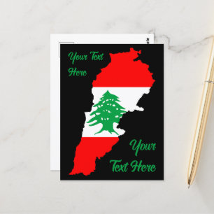 Lebanon Map with Flag Postcard