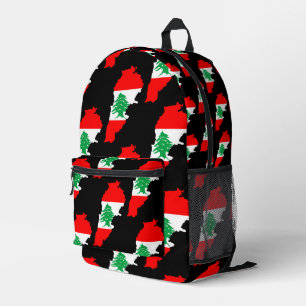 Lebanon Map with Flag Printed Backpack