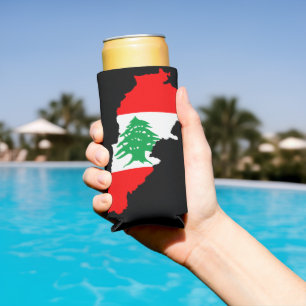 Lebanon Map with Flag Seltzer Can Cooler