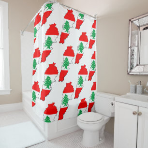 Lebanon Map with Flag Shower Curtain