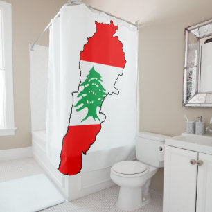 Lebanon Map with Flag Shower Curtain