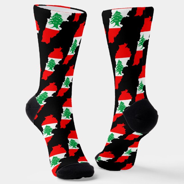 Lebanon Map with Flag Socks (Angled)