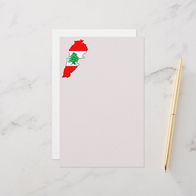 Lebanon Map with Flag Stationery (Front/Back In Situ)