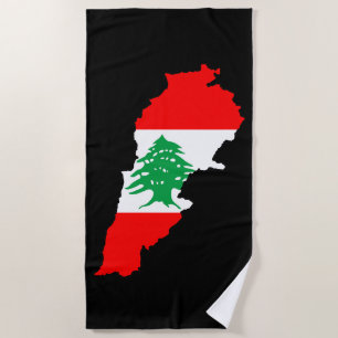 Lebanon Map with Flag Stone Magnet Beach Towel